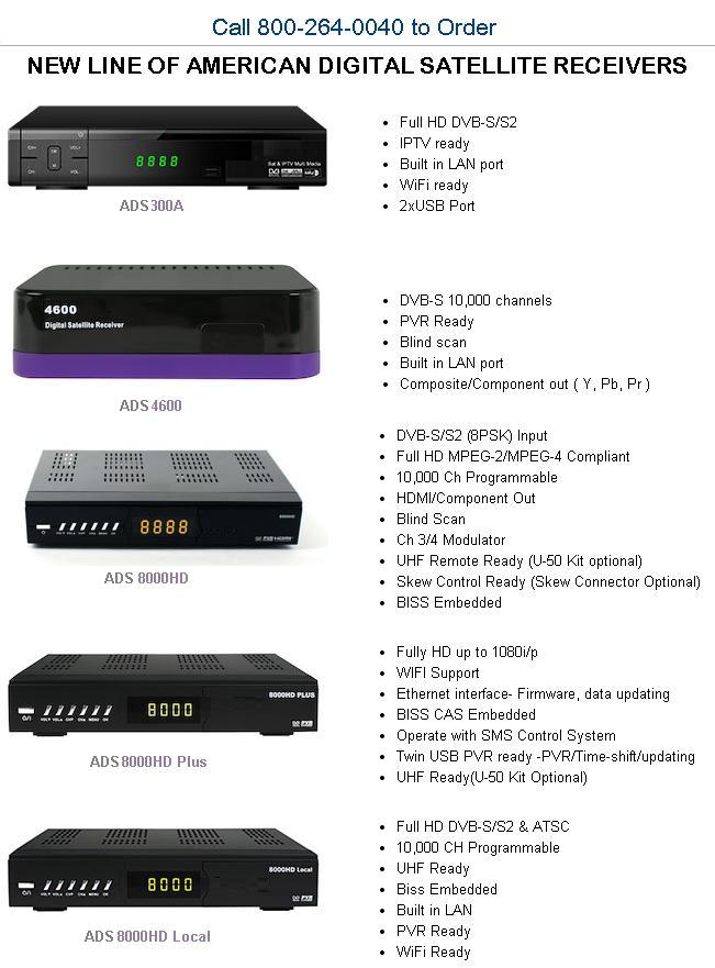 new line of American Digital Satellite Receivers for Free To Air and International TV Channels